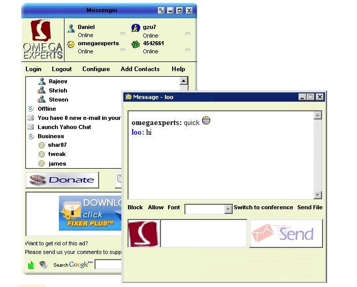 Omega Messenger is the only tool you'll need to chat using MSN, Yahoo, AIM, ICQ